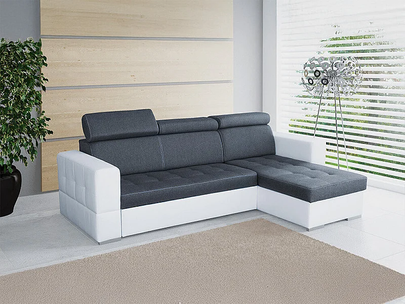 Sofá rinconero Temple 106, Gris, Función de descanso, Almacenaje, 265x175x101cm