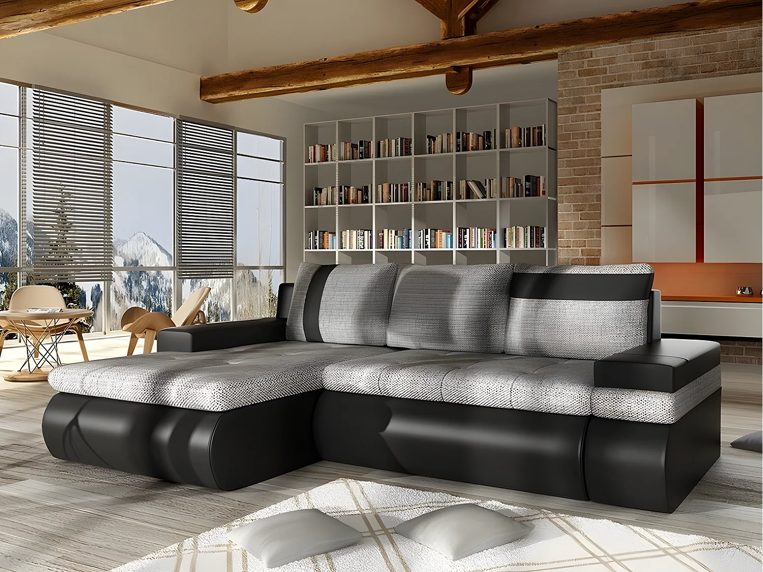 Divano angolare Temple 101, Grigio, Con, 245x182x90cm