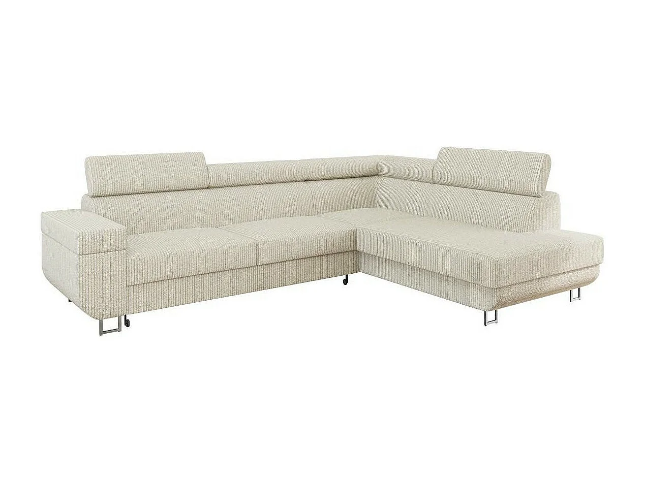 Canapé d'angle Comfivo 306, Brun clair, Fonction de couchage, Boîte de literie, 253x188cm