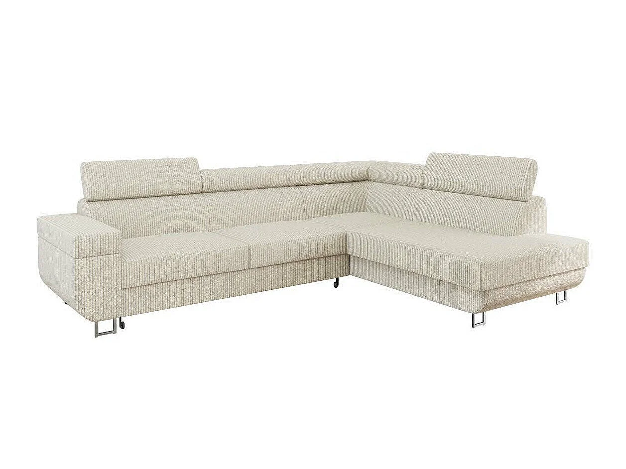 Canapé d'angle convertible 3 places en tissu brun 253x188x71 cm