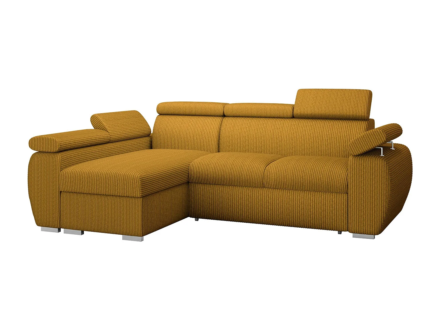 Sofá rinconero Columbus 192, Amarillo, Función de descanso, Almacenaje, 255x170x85cm