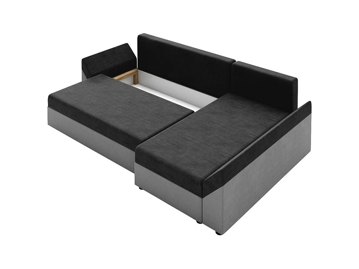 Sofá rinconero Memphis 104, Gris, Función de descanso, Almacenaje, 240x140x82cm