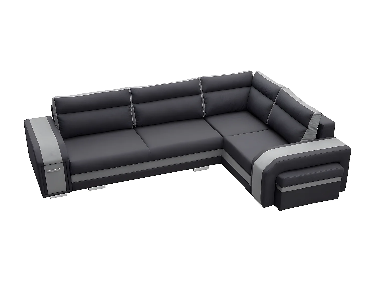 Sofá rinconero Kingsport 100, Gris, Función de descanso, Almacenaje, 300x200x90cm