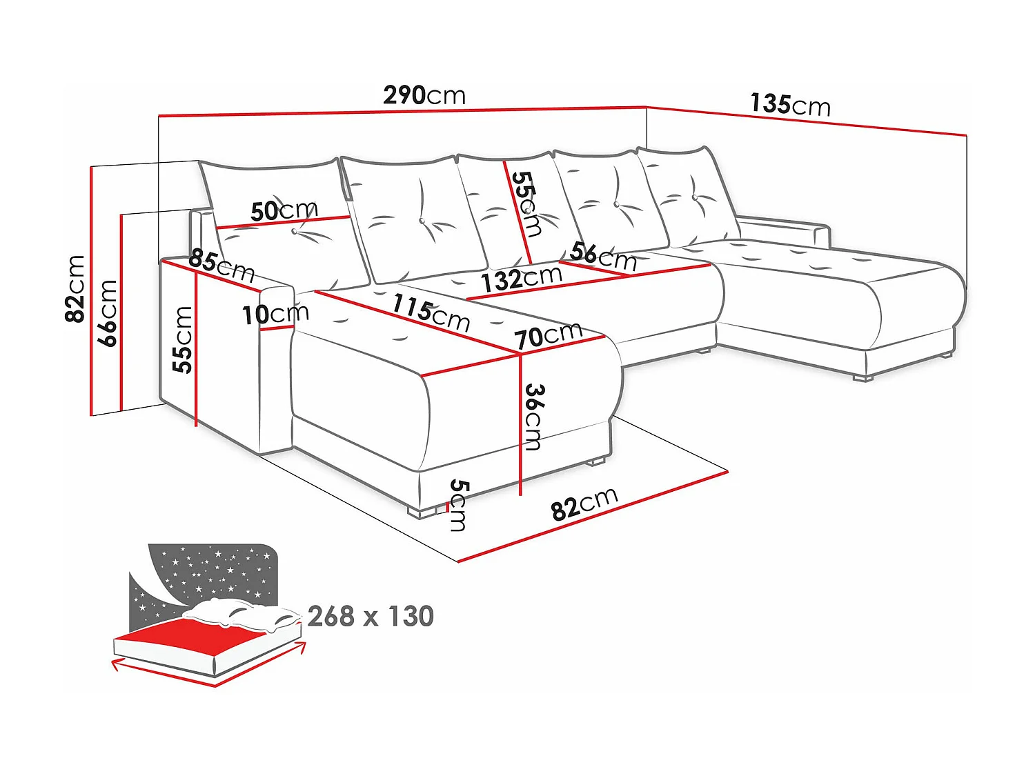 Canapé d'angle Memphis 106, Turquoise, Fonction de couchage, Boîte de literie, 290x135cm