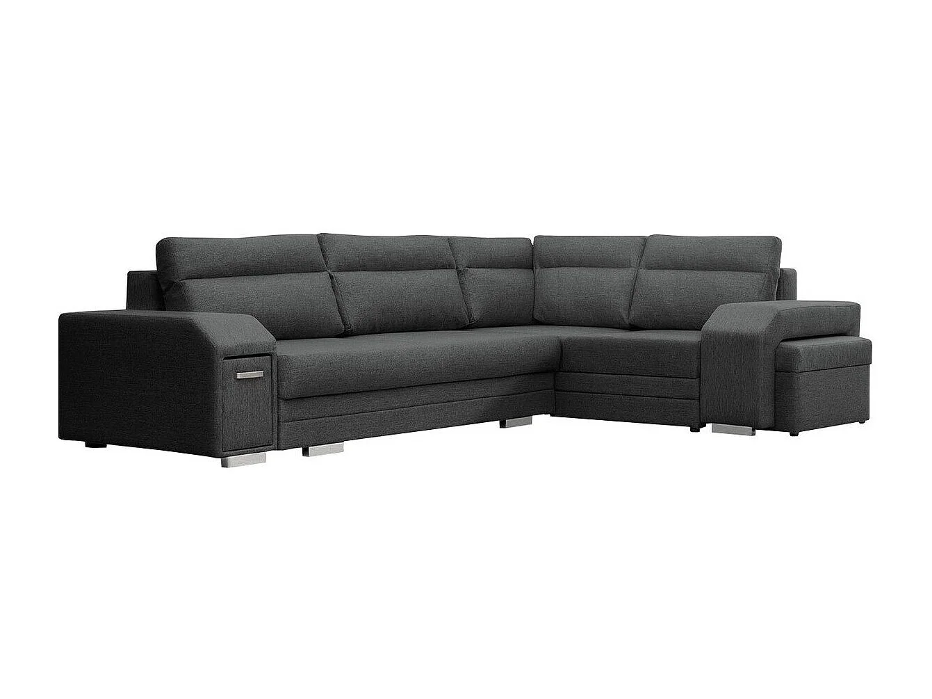 Sofá rinconero Kingsport 101, Gris, Función de descanso, Almacenaje, 305x205x90cm