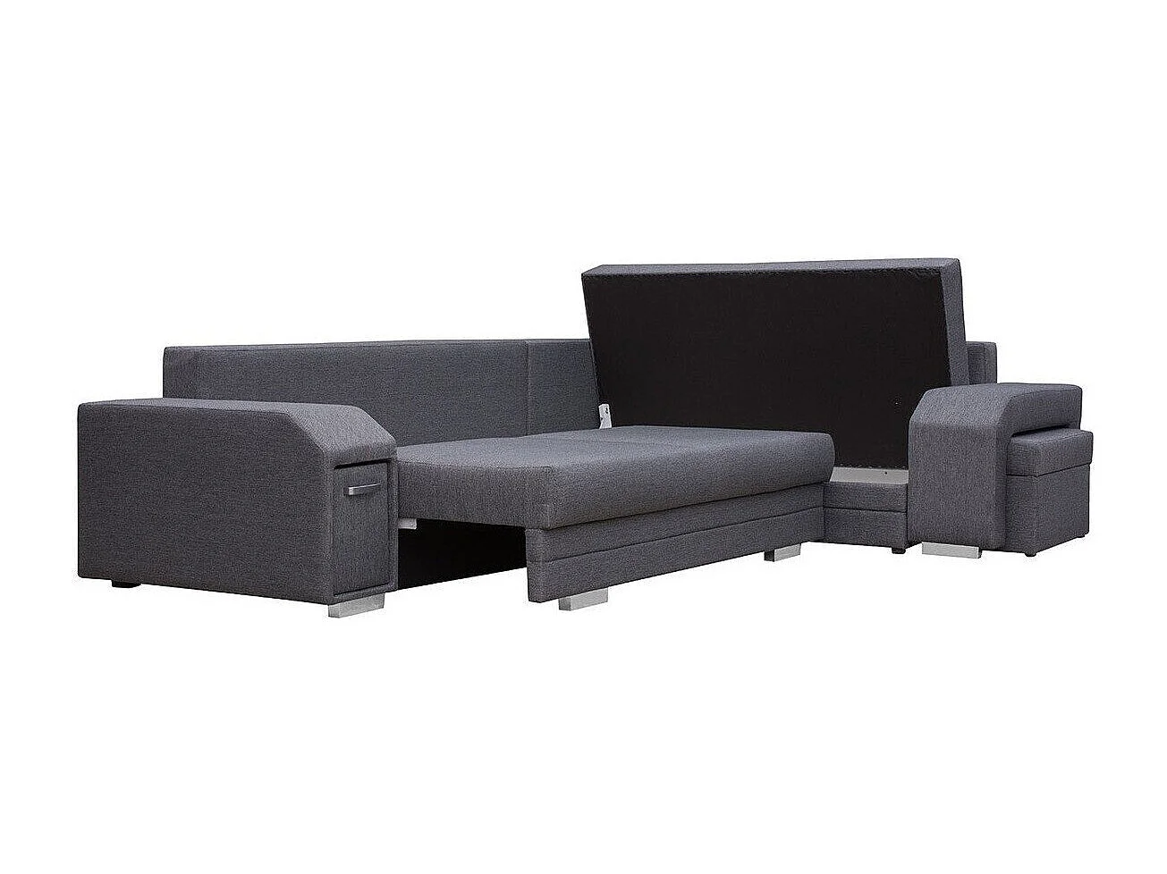 Sofá rinconero Kingsport 101, Gris, Función de descanso, Almacenaje, 305x205x90cm