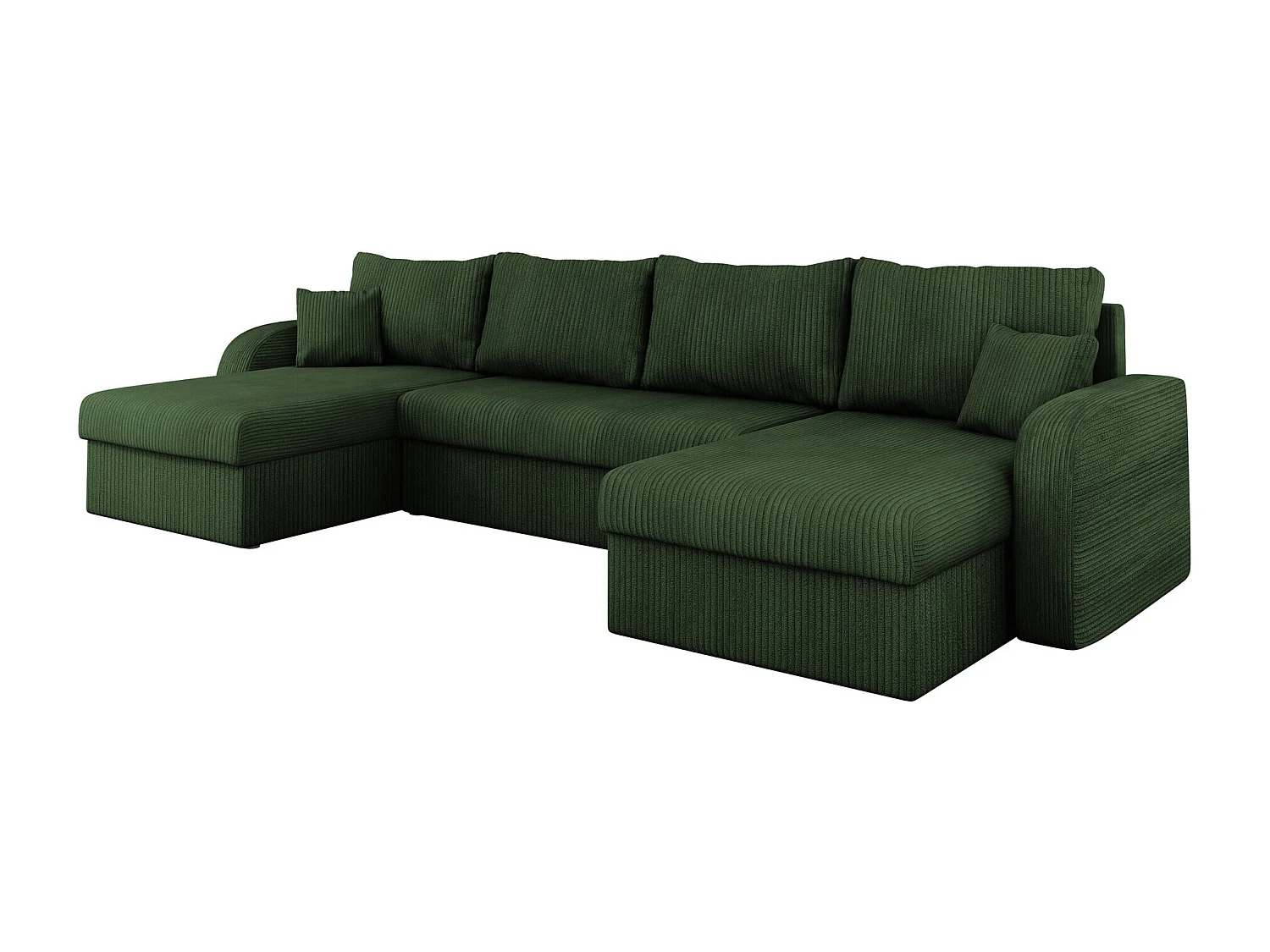 Sofá rinconero Comfivo 233, Verde, Función de descanso, Almacenaje, 304x140x80cm