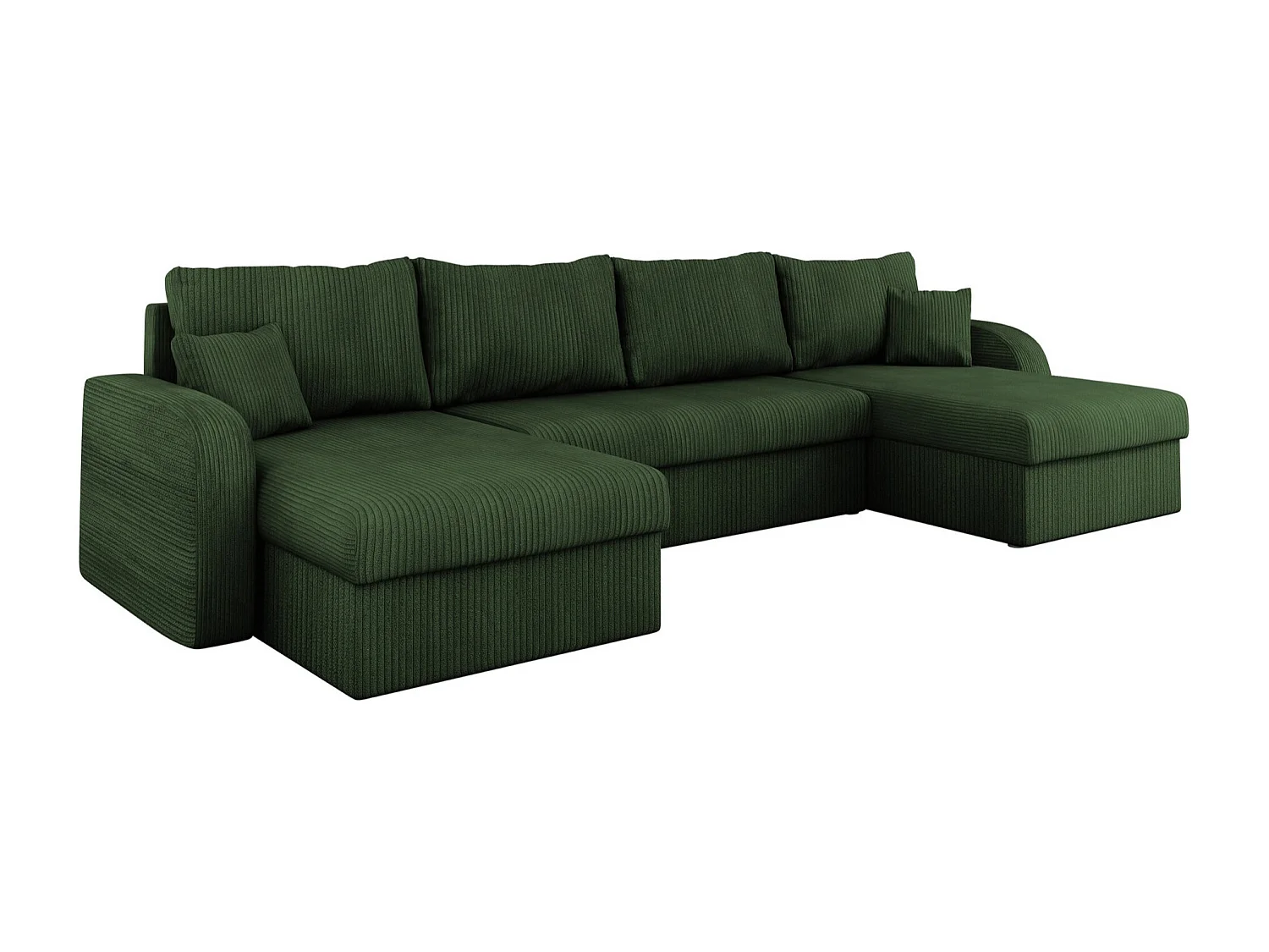 Sofá rinconero Comfivo Melissa II, Verde, Función de descanso, Almacenaje, 304x140x80cm