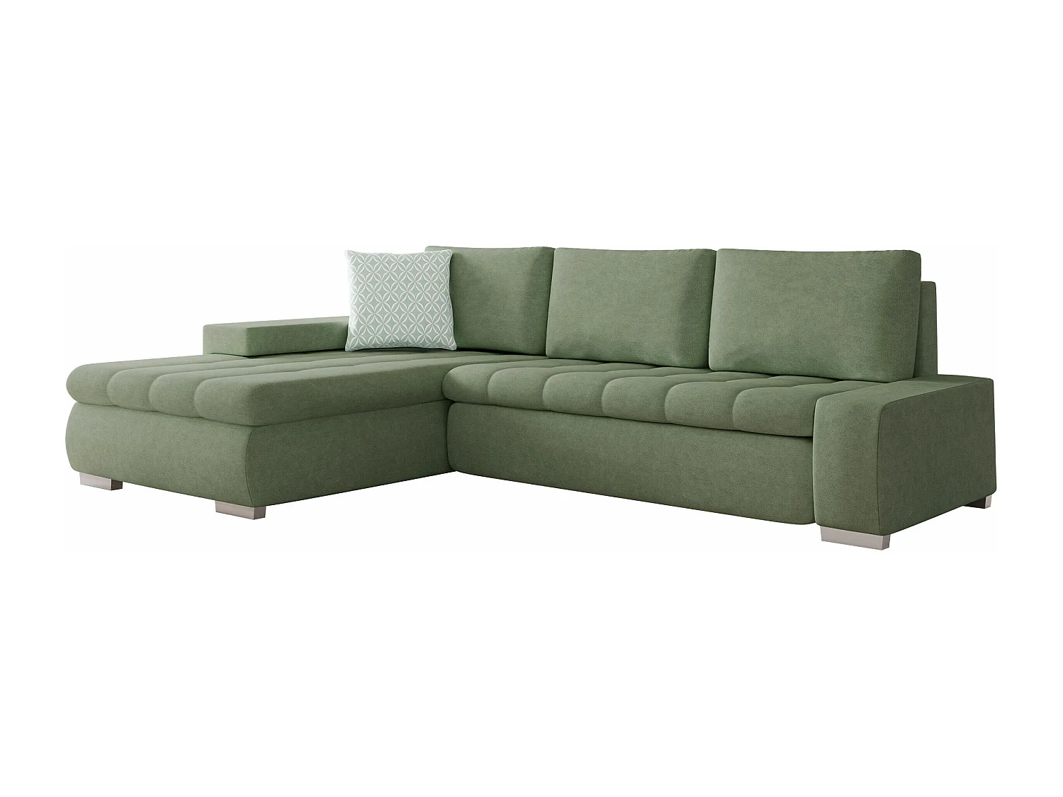 Sofá rinconero Comfivo 112, Verde, Función de descanso, Almacenaje, 265x185x85cm