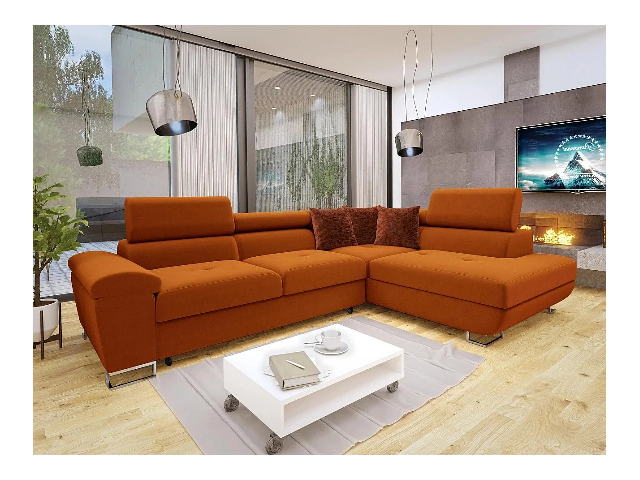 Divano angolare Comfivo 290, Rosso, Con, 270x202x71cm