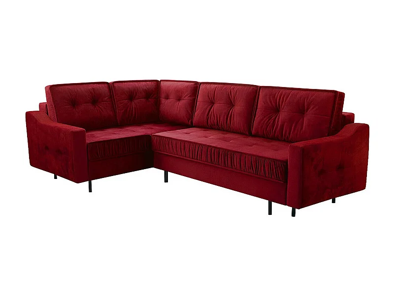 Sofá rinconero Kingsport 115, Rojo, Función de descanso, Almacenaje, 289x185x105cm