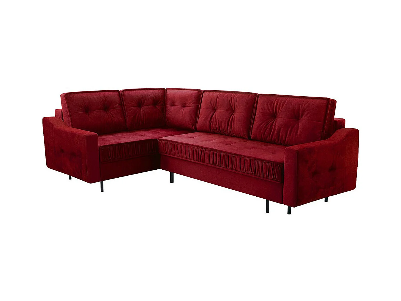 Canapé d'angle Kingsport 115, Rouge, Fonction de couchage, Boîte de literie, 289x185cm