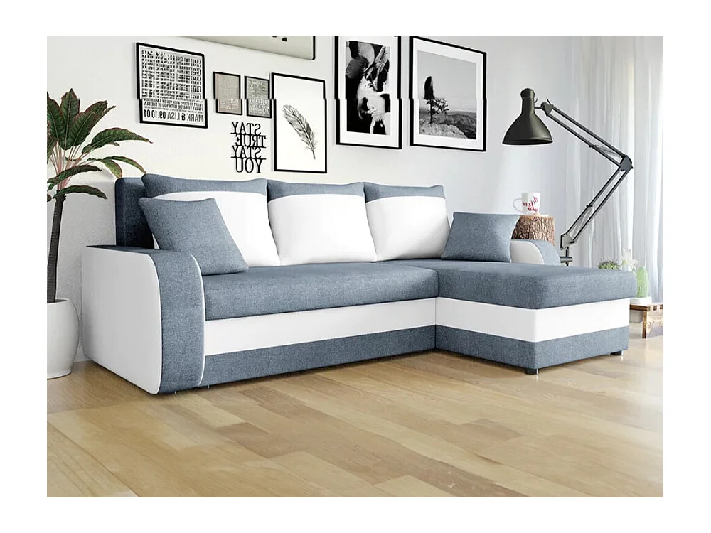 Canapé d'angle Comfivo 135, Gris, Fonction de couchage, Boîte de literie, 238x147x80cm