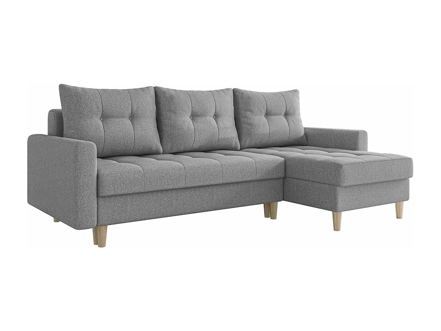 Sofá rinconero Boulder 100, Gris, Función de descanso, Almacenaje, 222x140x90cm