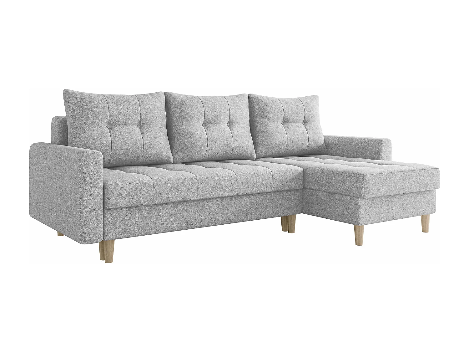 Sofá rinconero Boulder 100, Gris, Función de descanso, Almacenaje, 222x140x90cm