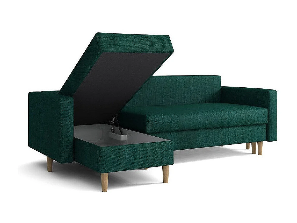 Canapé d'angle Columbus 108, Jaune, Fonction de couchage, Boîte de literie, 220x135x88cm