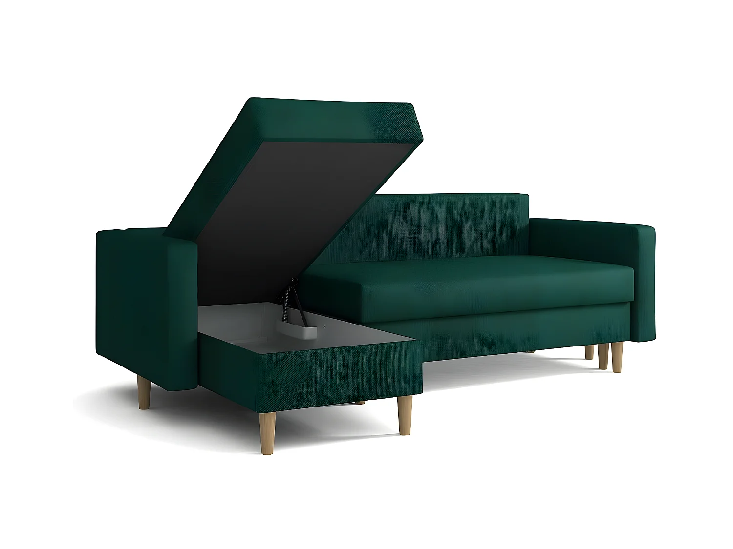 Sofá rinconero Columbus 108, Amarillo, Función de descanso, Almacenaje, 220x135x88cm