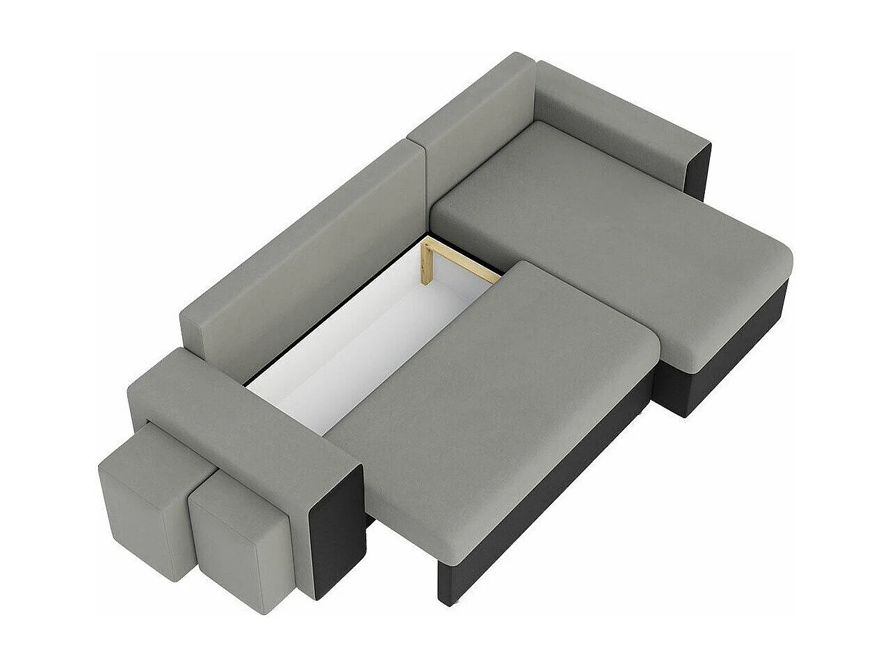 Sofá rinconero Memphis 129, De color marrón claro, Función de descanso, Almacenaje, 256cm