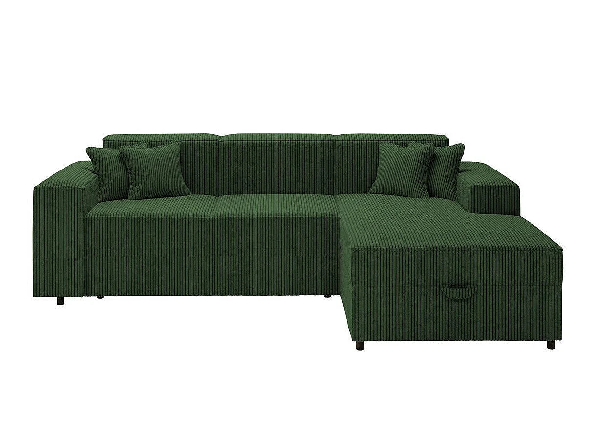 Canapé d'angle convertible 3 places en tissu vert CLOVIS 253x166x79 cm