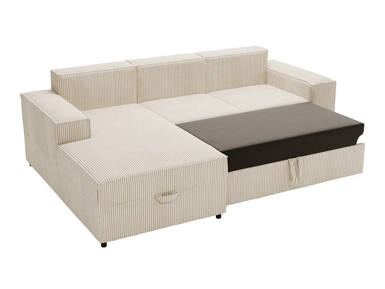 Canapé d'angle convertible 3 places en tissu vert CLOVIS 253x166x79 cm