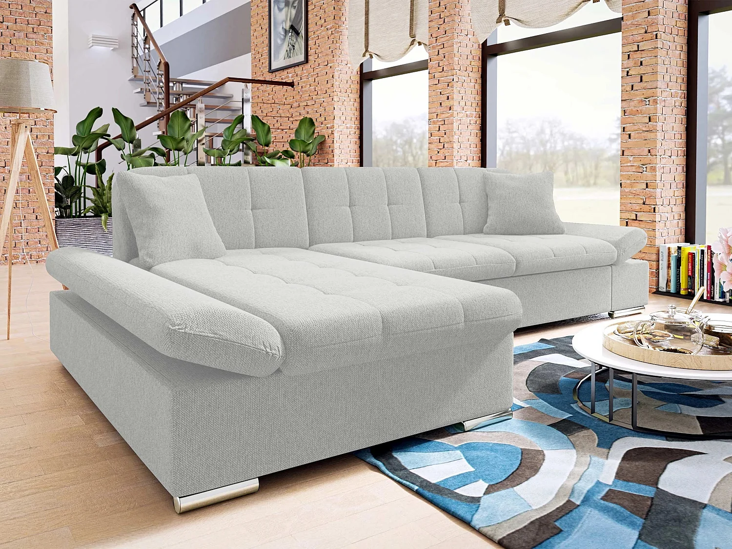 Canapé d'angle Comfivo Sanitas I, Gris clair, Disponible, 278x161x76cm