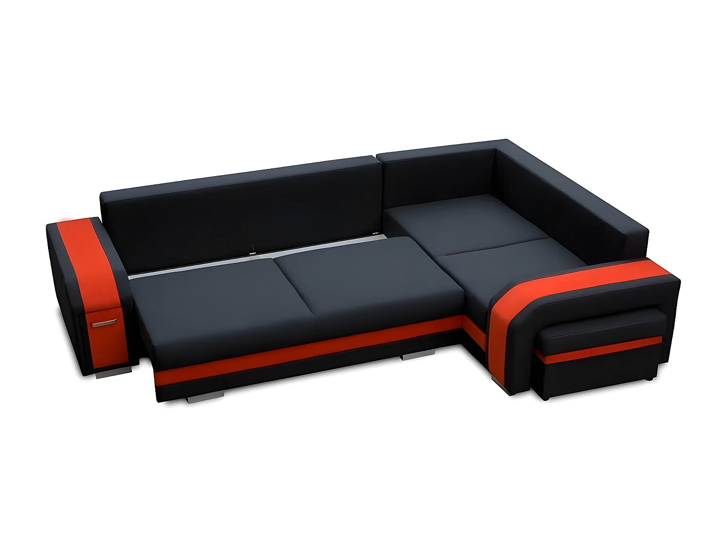 Sofá rinconero Kingsport 100, Negro, Función de descanso, Almacenaje, 300x200x90cm