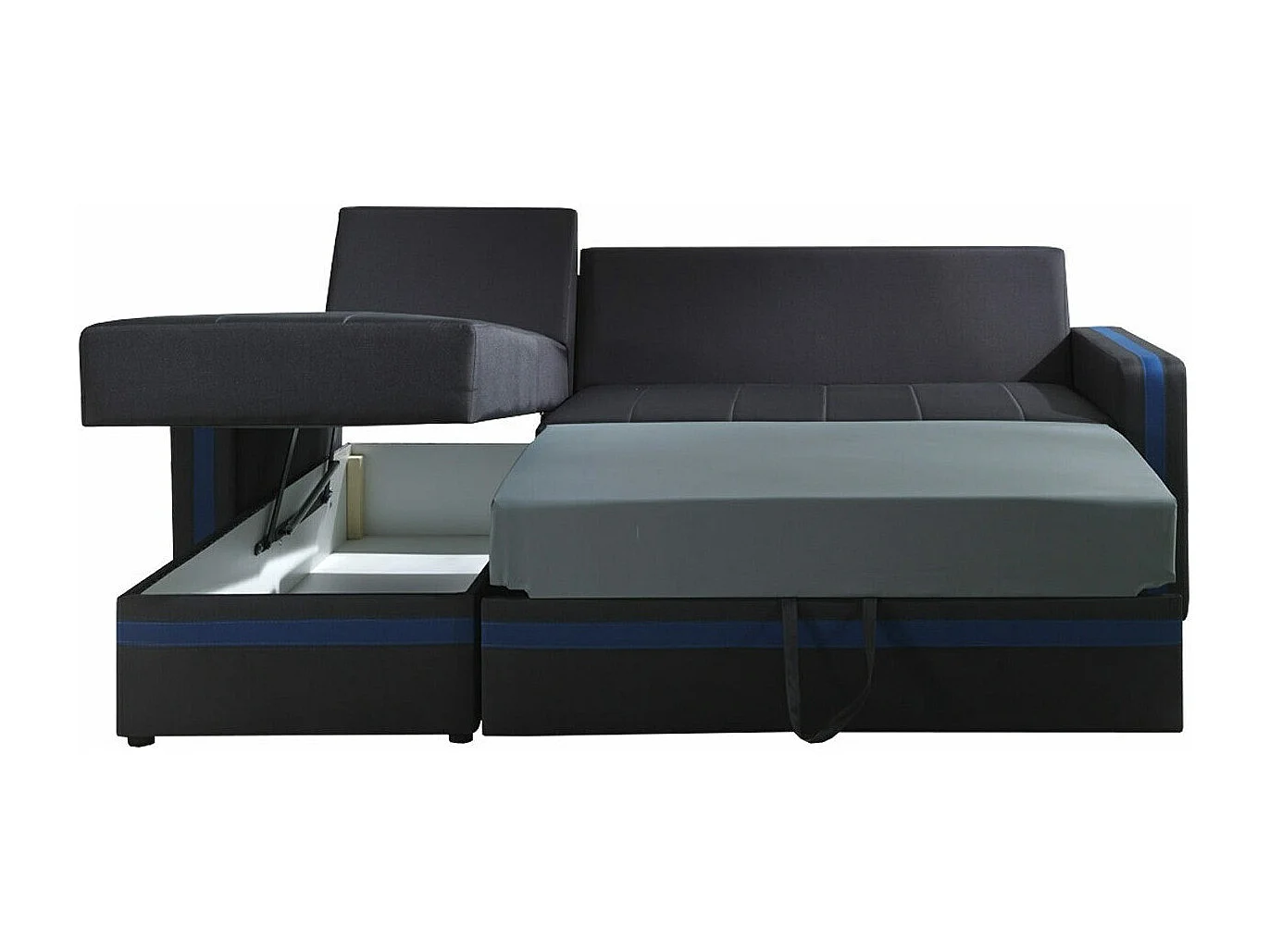 Sofá de canto Providence 121, Preto, Funcionalidade de dormir