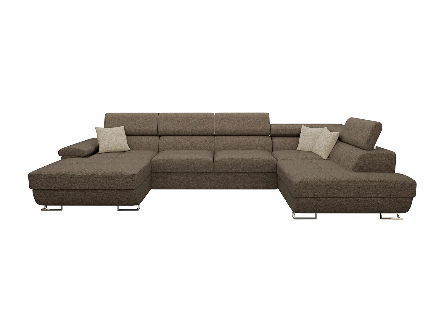 Sofá rinconero Comfivo 190, Marrón, Función de descanso, Almacenaje, 345x202x71cm