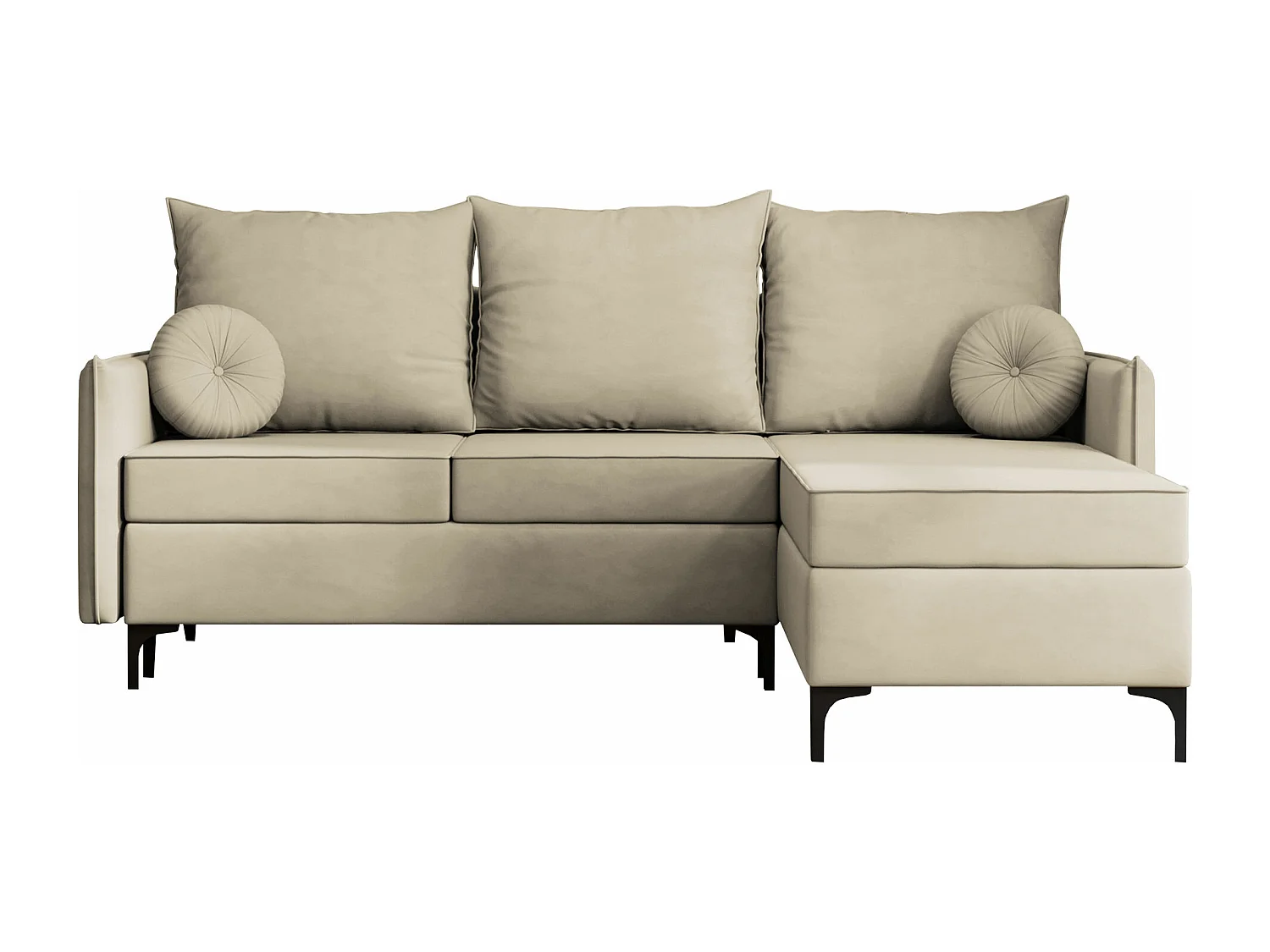 Canapé d'angle Clovis 112, Brun clair, Fonction de couchage, Boîte de literie, 213x168cm