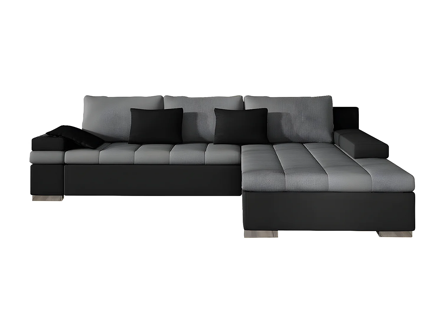 Sofá rinconero Comfivo 113, Gris, Función de descanso, Almacenaje, 310x175x83cm