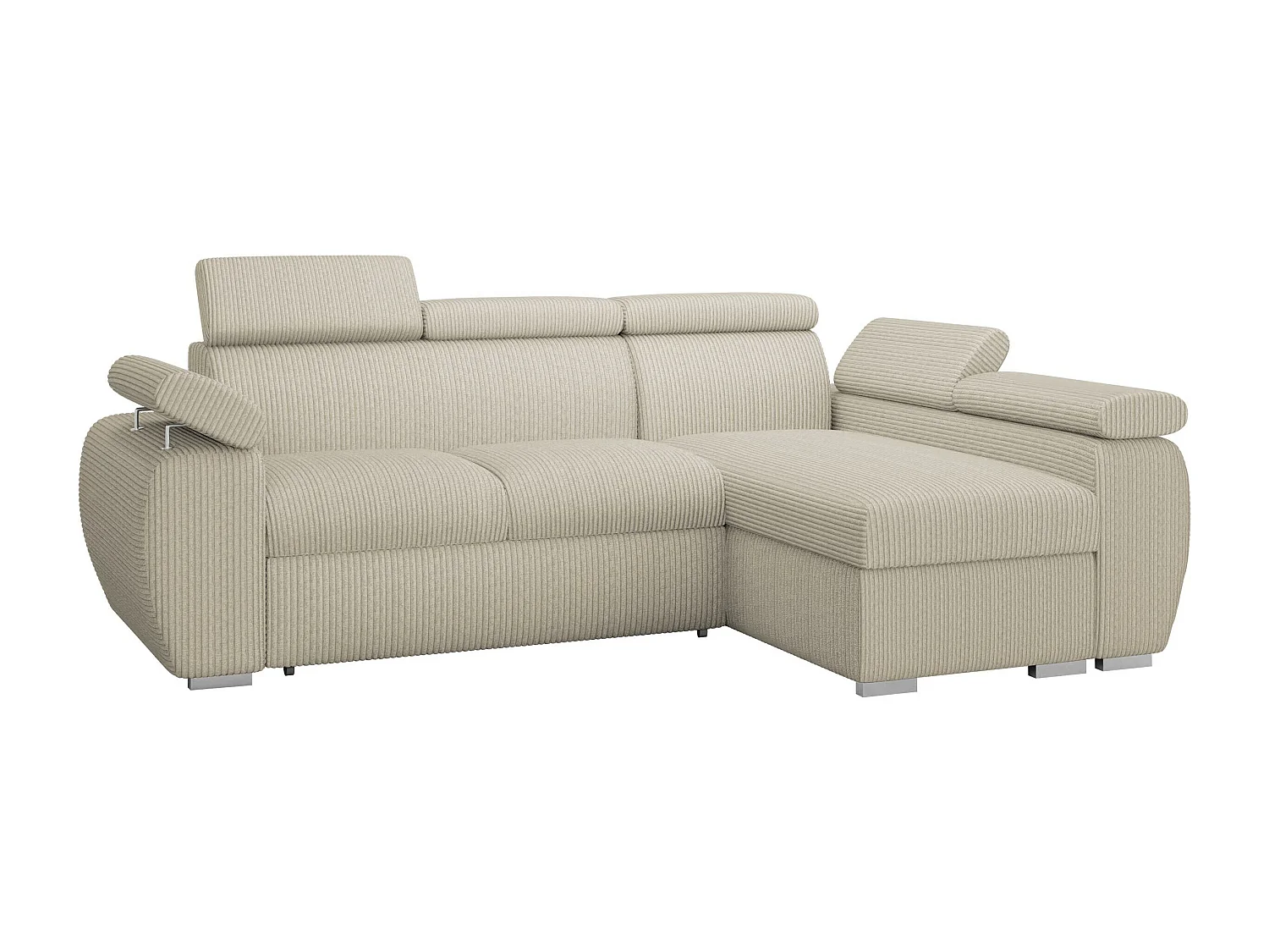 Sofá rinconero Columbus 192, Crema, Función de descanso, Almacenaje, 255x170x85cm