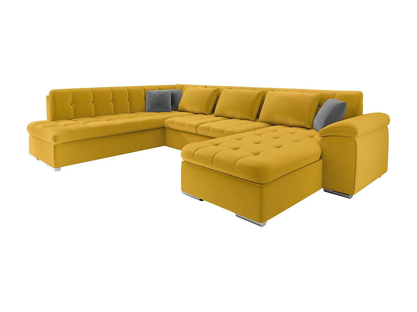 Sofá rinconero Comfivo 180, Amarillo, Función de descanso, 348x205x76cm