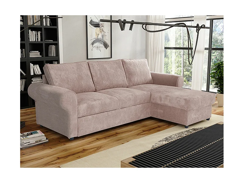 Sofá de canto Columbus 131, Rosé, Funcionalidade de dormir, 25x16x9cm