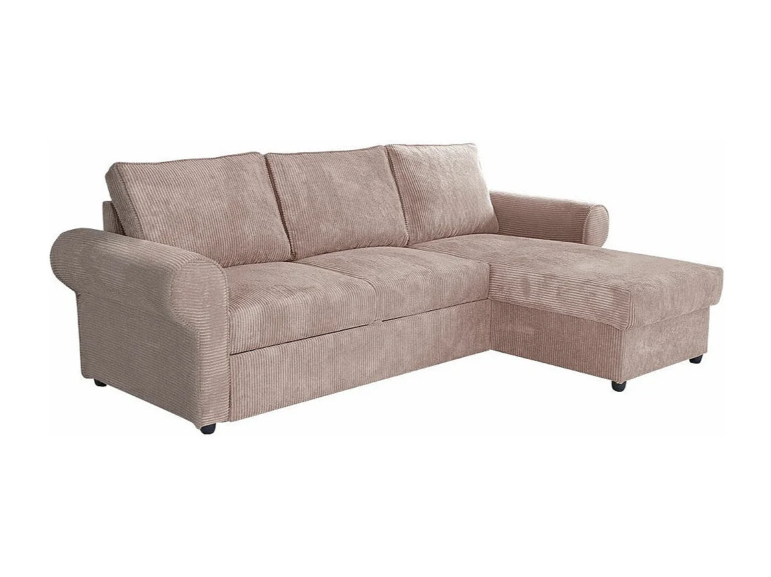 Sofá rinconero Columbus 131, Rosa, Función de descanso, Almacenaje, 246x155x90cm