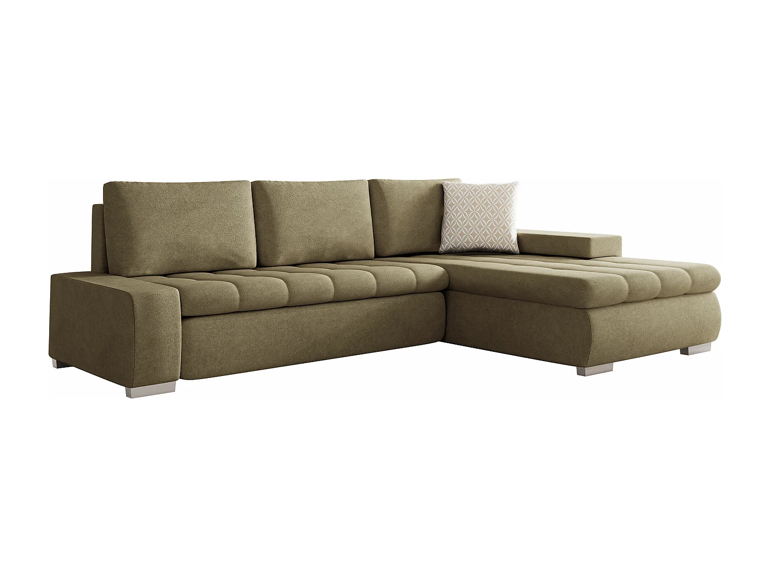 Sofá rinconero Comfivo 112, De color marrón claro, Función de descanso, Almacenaje, 265cm