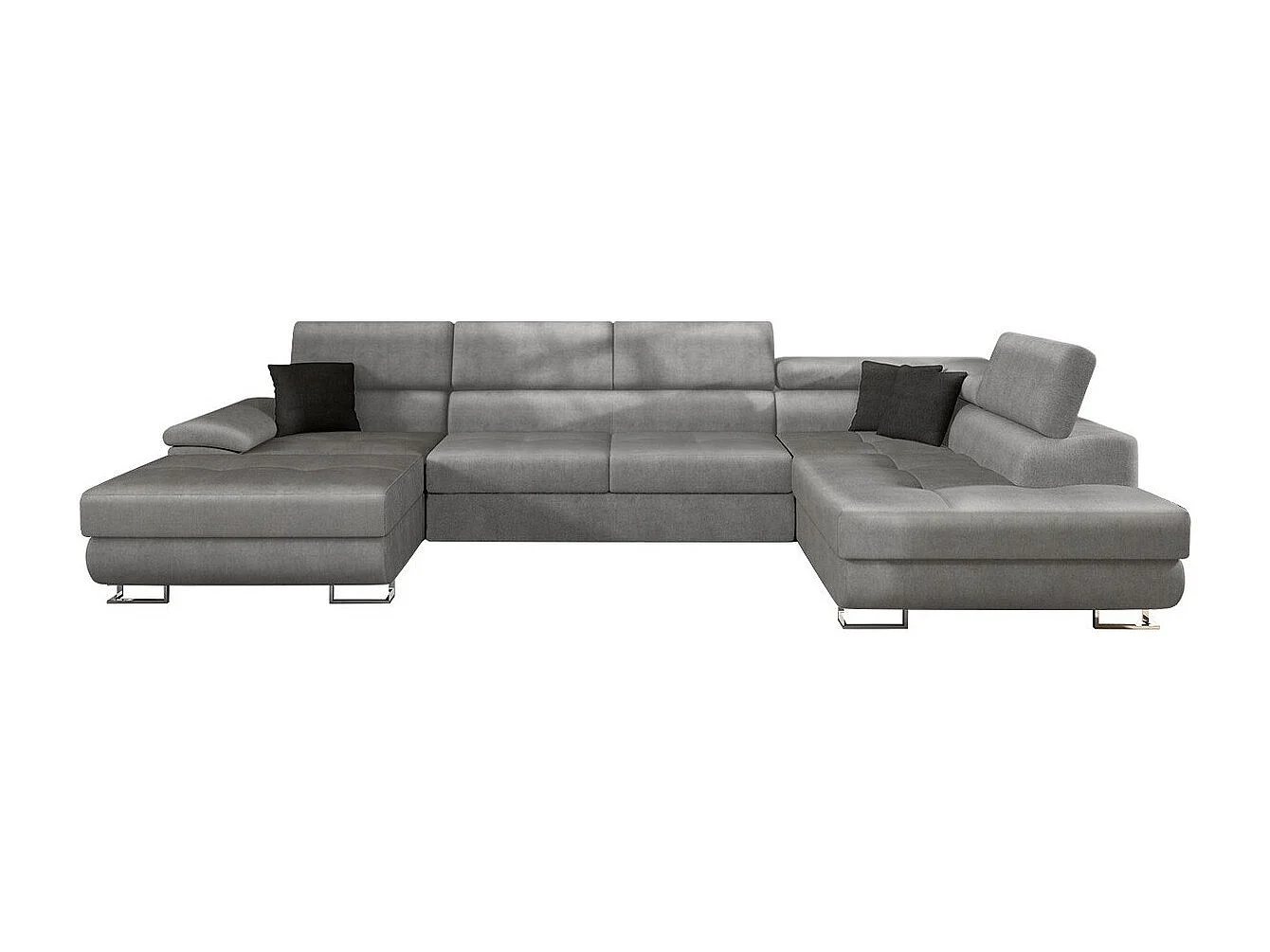 Sofá rinconero Comfivo 190, Gris, Función de descanso, Almacenaje, 345x202x71cm