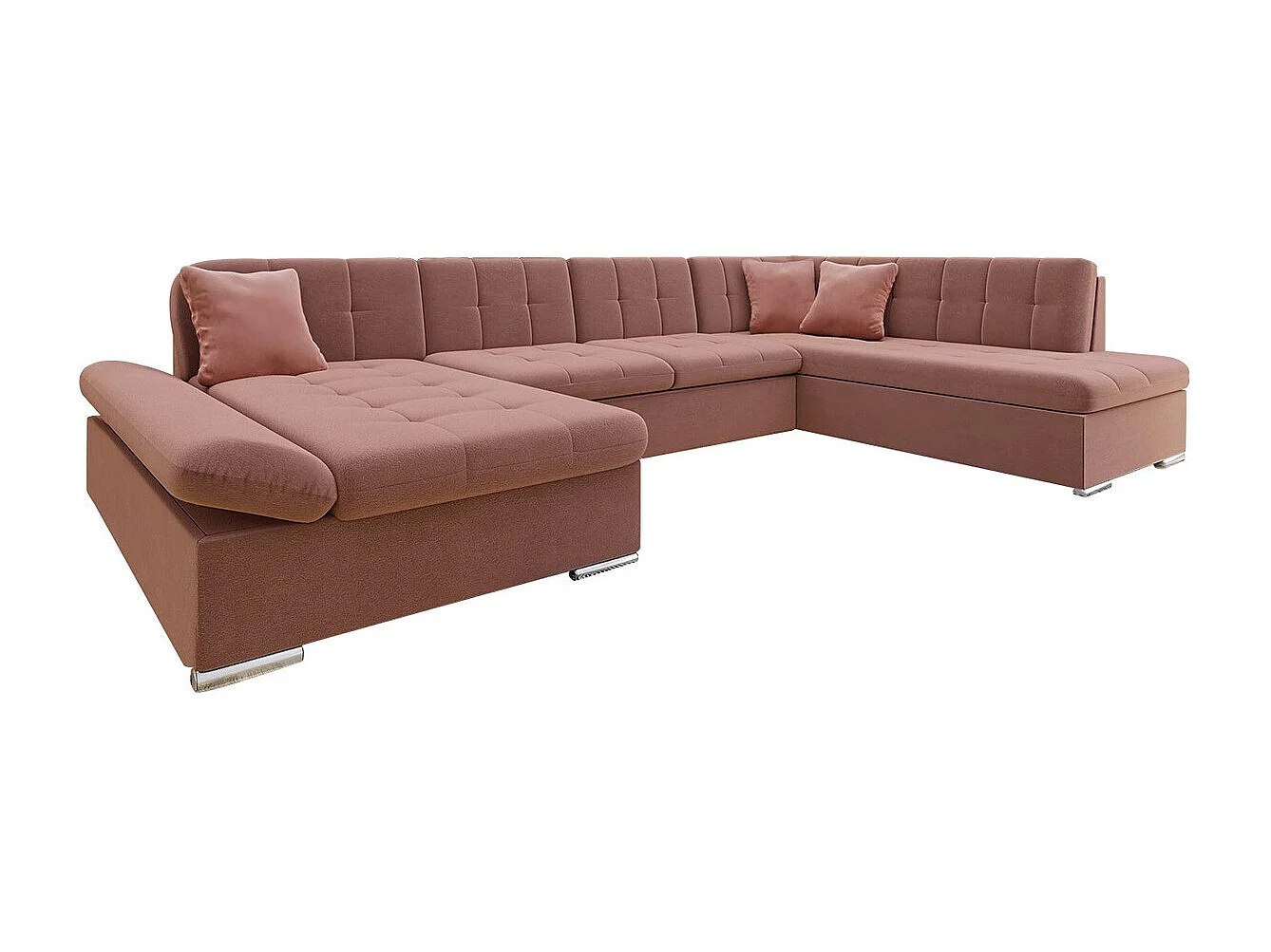 Sofá rinconero Comfivo Tilia II, Rosa, Función de descanso, Almacenaje, 345x205x76cm