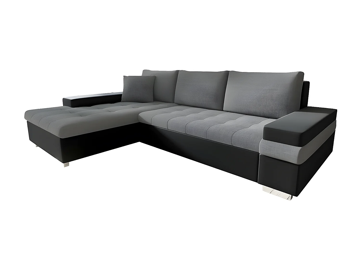 Canapé d'angle Comfivo 121, Gris, Disponible, 274x182x83cm