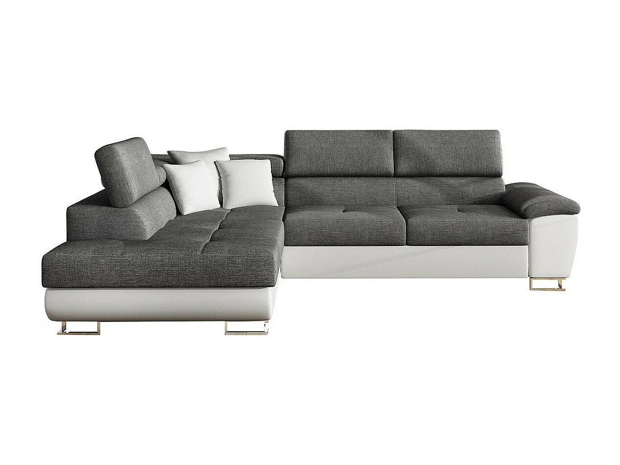 Sofá rinconero Comfivo 166, Gris, Función de descanso, Almacenaje, 270x202x71cm