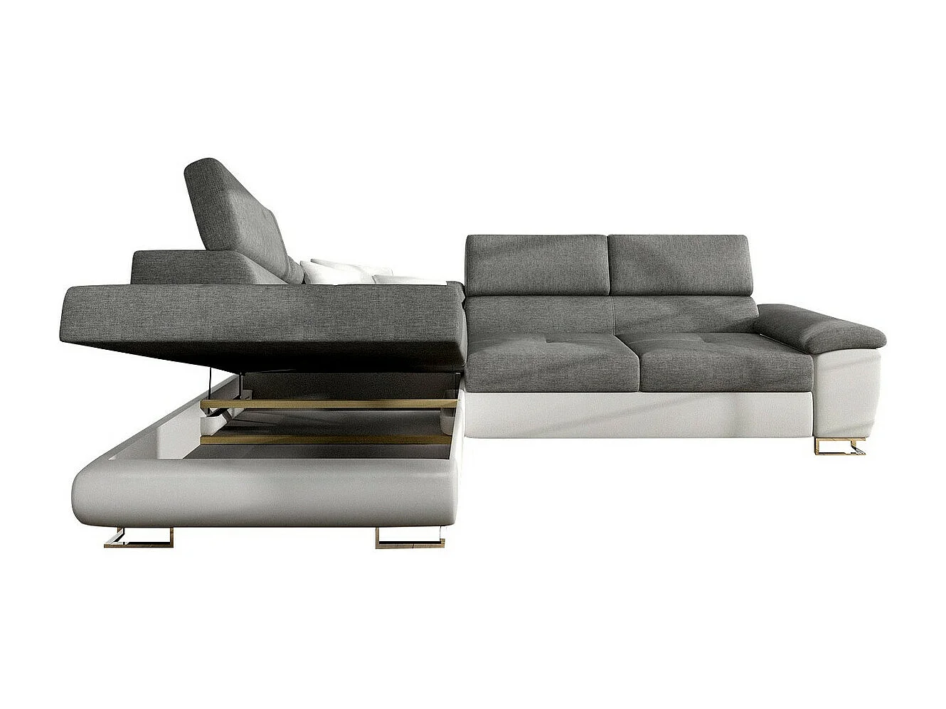 Sofá rinconero Comfivo 166, Gris, Función de descanso, Almacenaje, 270x202x71cm