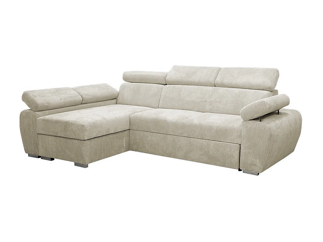 Sofá rinconero Columbus 192, De color marrón claro, Función de descanso, Almacenaje, 85cm