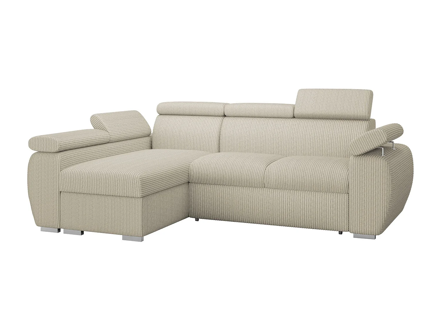Sofá rinconero Columbus 192, Crema, Función de descanso, Almacenaje, 255x170x85cm