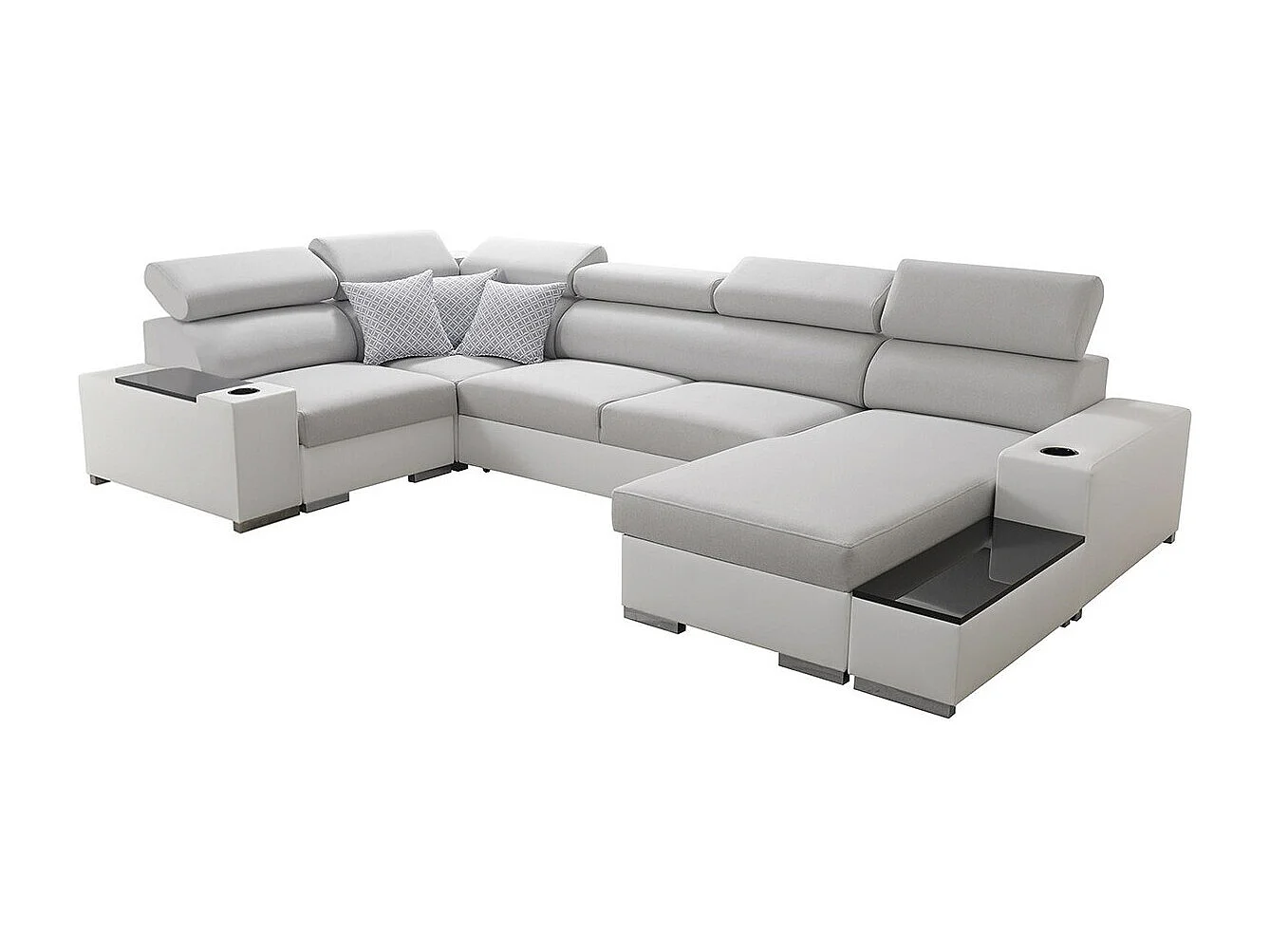 Divano angolare Pearland 101, Grigio, Con, 358x205x80cm