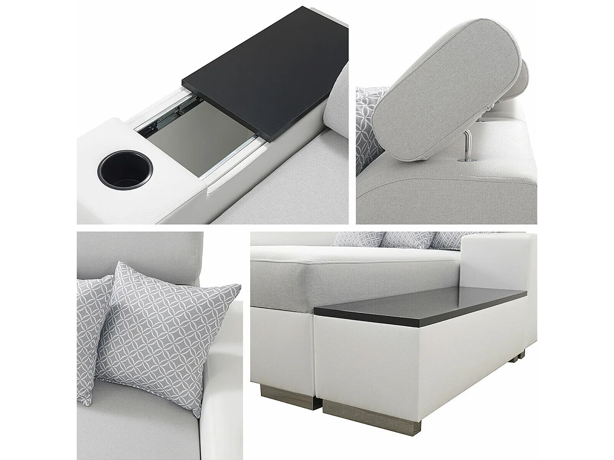 Divano angolare Pearland 101, Grigio, Con, 358x205x80cm