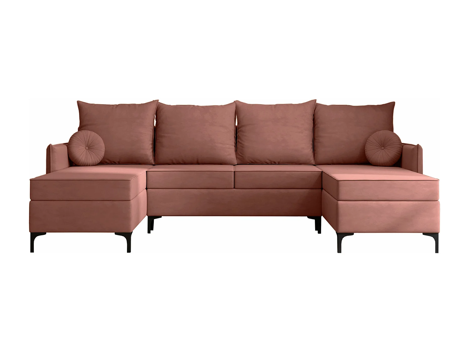 Canapé d'angle Clovis 111, Rose, Fonction de couchage, Boîte de literie, 281x168x101cm