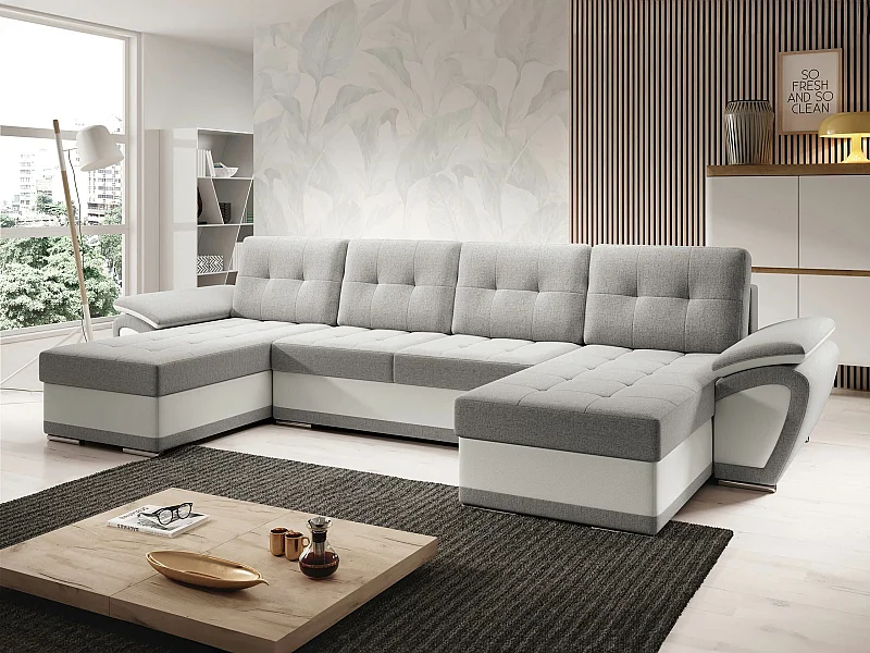 Sofá rinconero Arvada 115, Gris, Función de descanso, Almacenaje, 336x157x97cm