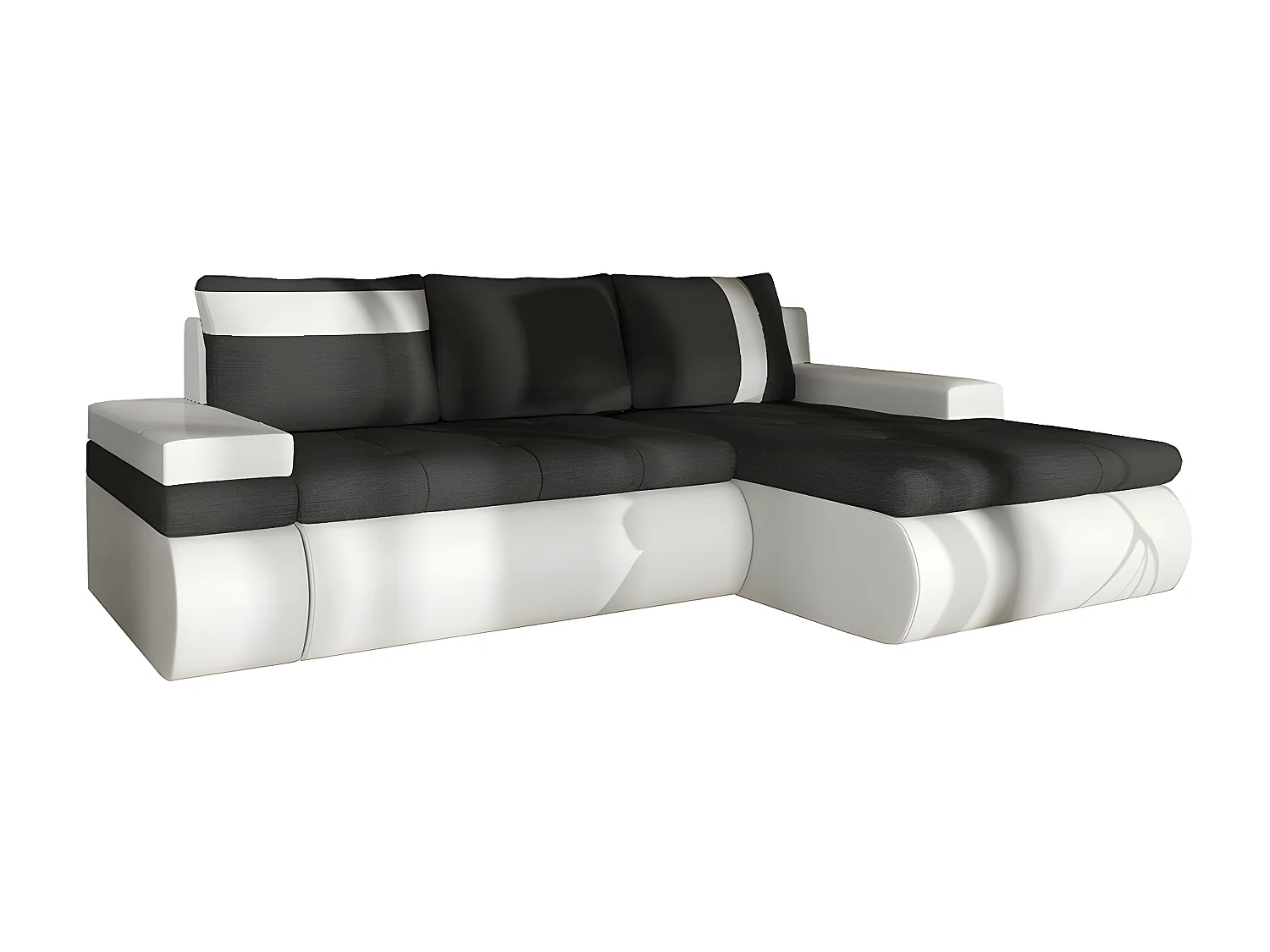 Canapé d'angle Temple 101, Gris, Fonction de couchage, Boîte de literie, 245x182x90cm