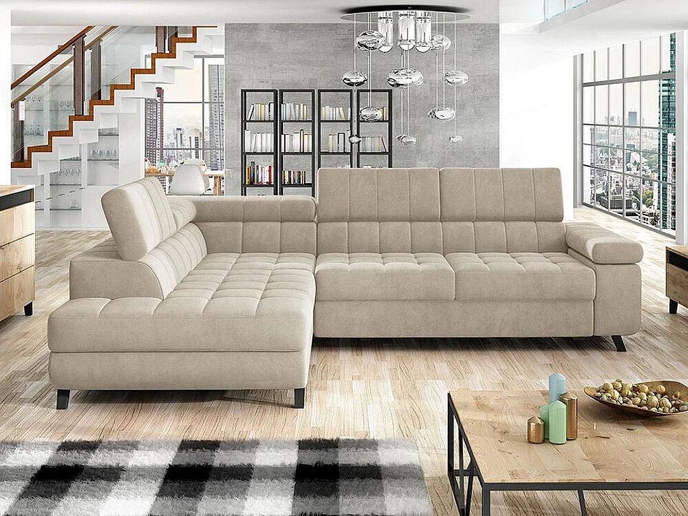 Divano angolare Comfivo 207, Nocciola, Con, 264x203x73cm