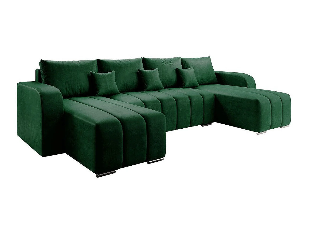 Canapé d'angle convertible 3 places en tissu vert MUNCIE