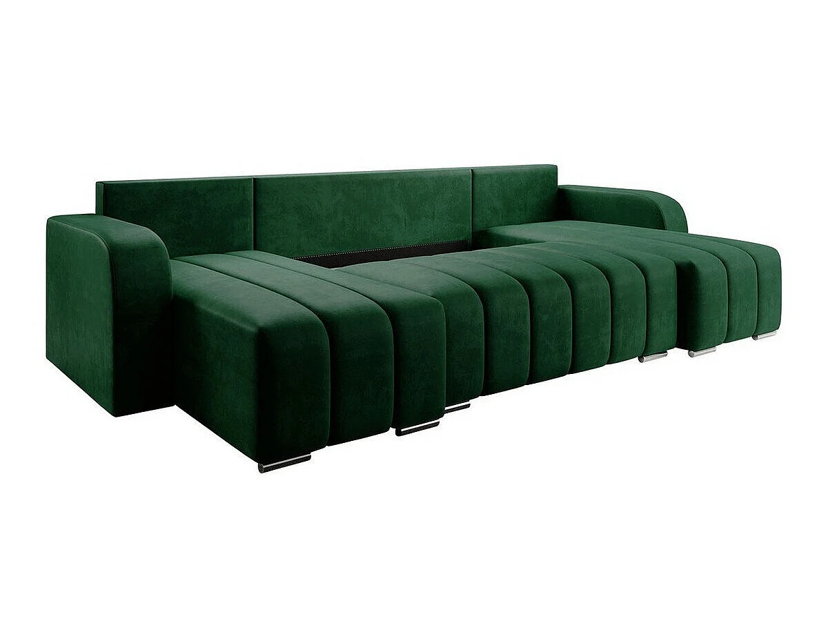 Canapé d'angle convertible 3 places en tissu vert MUNCIE
